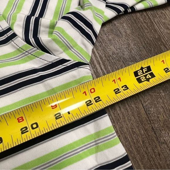 FootJoy Golf Polo Shirt Men large Green Navy blue Striped Soft Stretch No Course - Picture 5 of 9